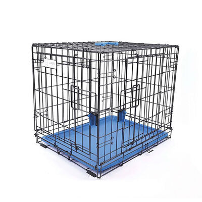 M-Pets Voyager 2-Door Dog Crate Secure Lock Large Blue 36in