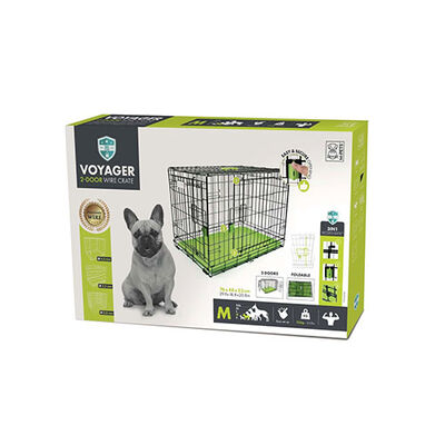 M-Pets Voyager 2-Door Dog Crate Secure Lock Green 30x19x21in