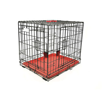 M-Pets Voyager 2-Door Folding Dog Crate Secure Lock Red 24in