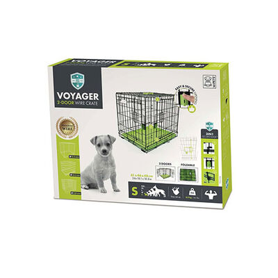 M-Pets Voyager 2-Door Dog Crate Secure Folding Wire Cage 24in