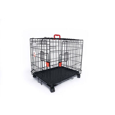 M-Pets Voyager 2-Door Rolling Dog Crate Medium Black 76x48x53cm