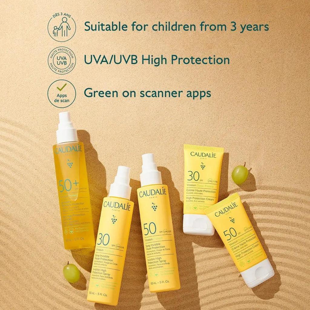 Caudalie Vinosun High Protection Cream SPF 30 Sunscreen - Eco-Friendly, Fragrance-Free, Antioxidant-Rich for Dry & Sensitive Skin