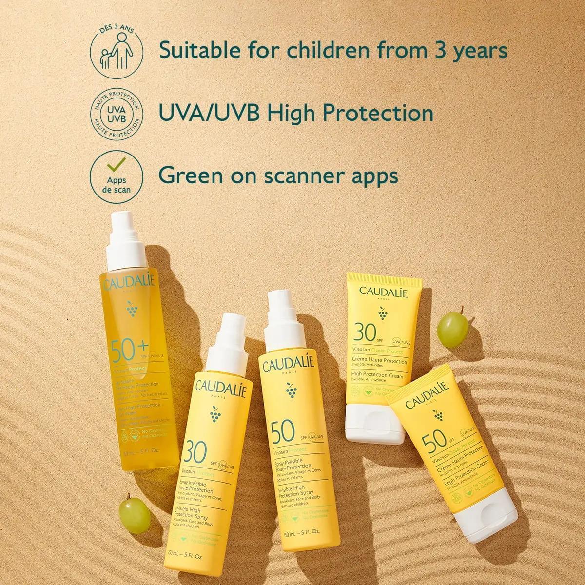 Caudalie Vinosun High Protection Cream SPF 30 Sunscreen - Eco-Friendly, Fragrance-Free, Antioxidant-Rich for Dry & Sensitive Skin