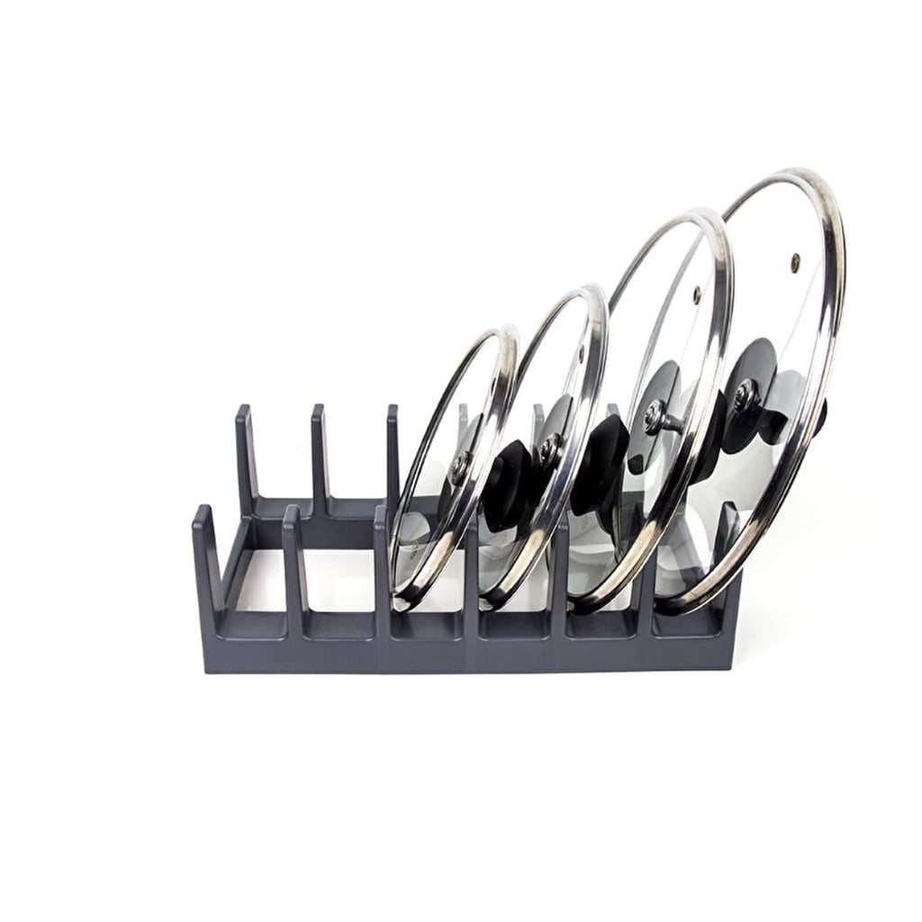 Decobella Pot Lid Organizer - Space Saving Kitchen Cabinet Organizer Holds 6 Lids, BPA-Free, Easy Access & Decluttering