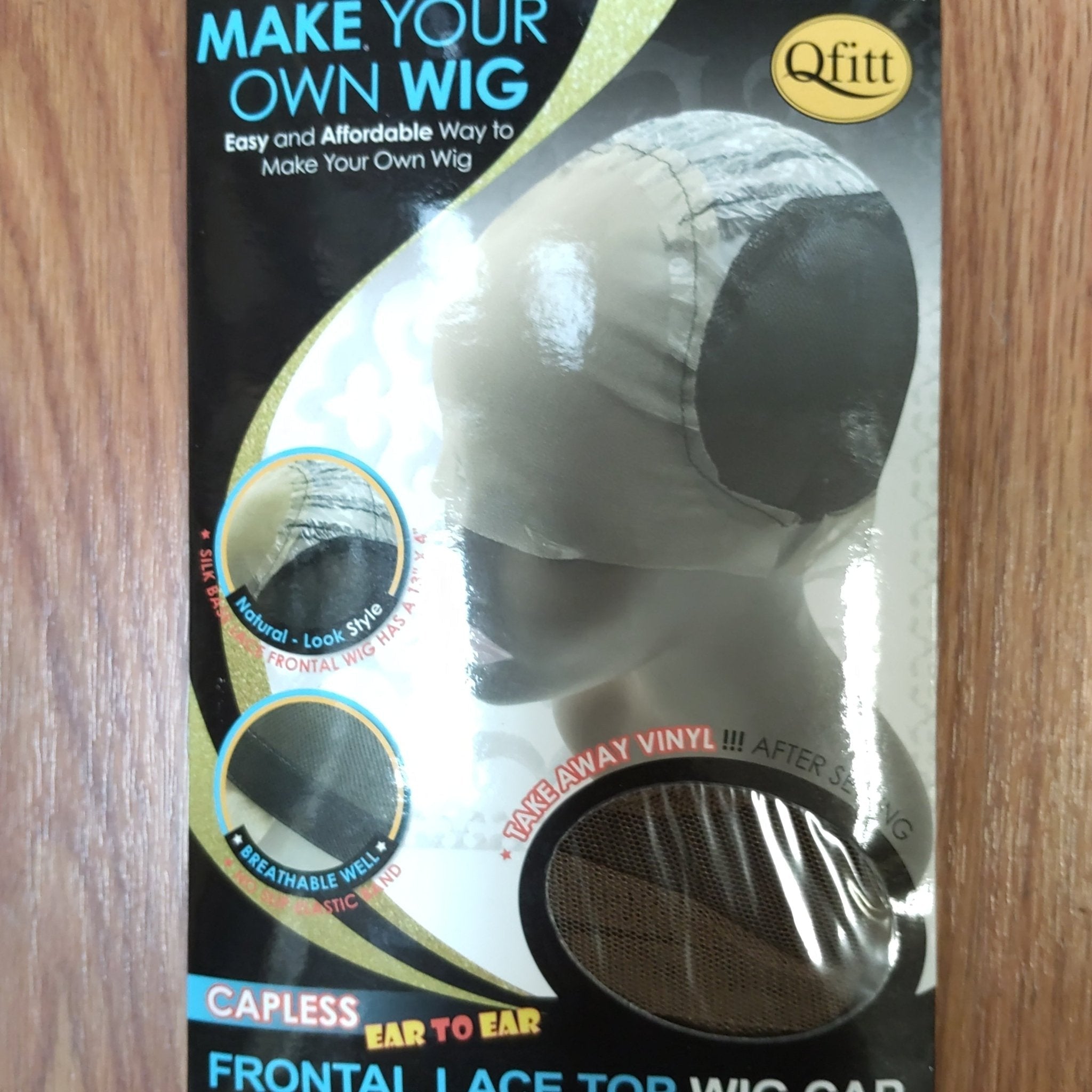 Make your Own Wig Qfitt 5067 Black Capless Ear to Ear Frontal Lace Top Wig cap