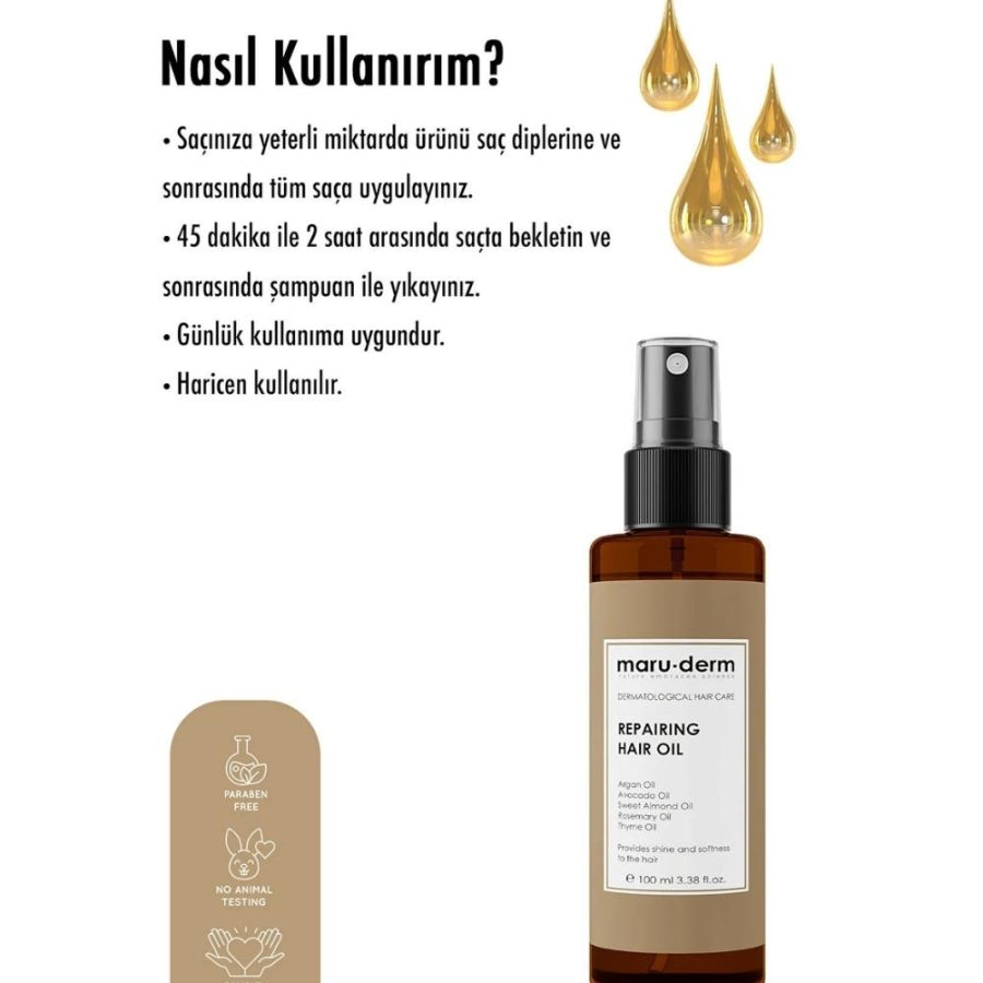 Maruderm Repairing Hair Oil for Smooth and Shiny Hair 100ml