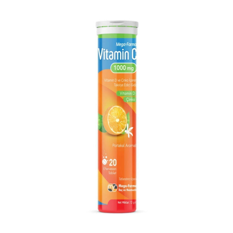 Mega Farma Vitamin C 1000 mg Immune Support 20 Effervescent Tablets