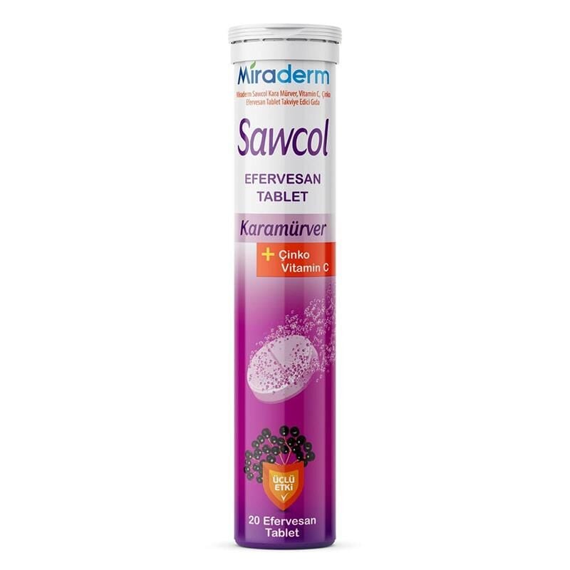 Miraderm Sawcol Elderberry & Vitamin C Effervescent 20 Tablets