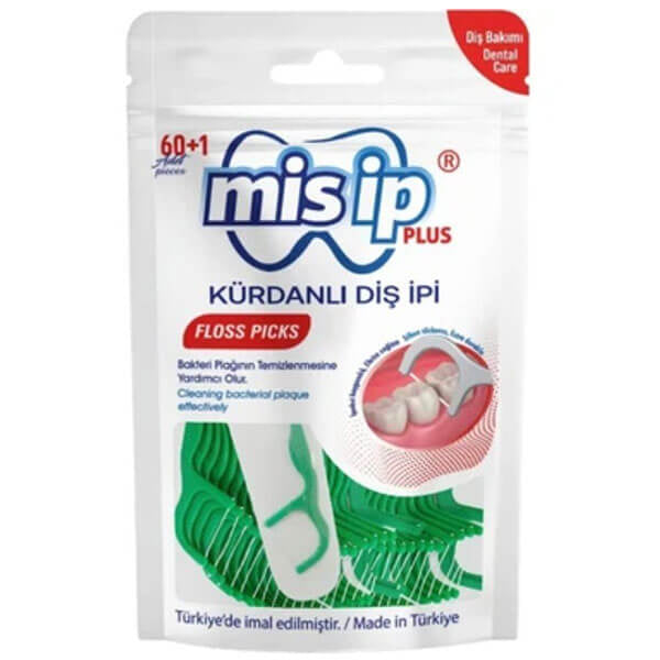 Misip Dental Floss Picks Plus for Deep Cleaning 61 Count