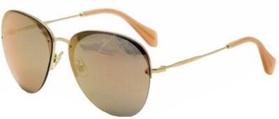 Miu Miu 53P ZVN-2D2 Gold Metal Mirror Rose Sunglasses 60mm