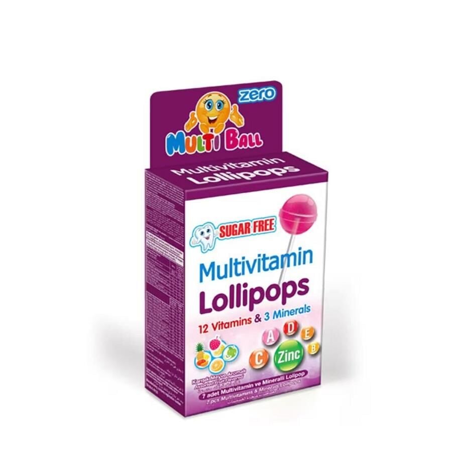 Multiball Lolipop Multivitamin Zero Sugar-Free Pops 7 Count