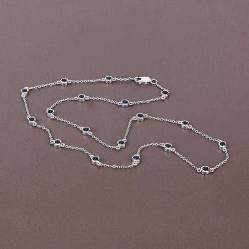 1.98 Carat Genuine Blue Sapphire .925 Sterling Silver Necklace