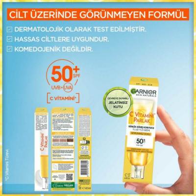 Garnier Vitamin C Face Moistizer with SPF50+ - Daily Face Cream for Sensitive Skin, Vegan Friendly