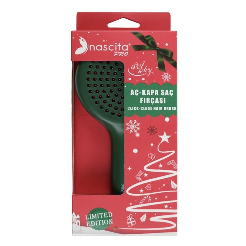 Nascita Green Pop-Up Hair Brush with Built-in Mirror 1 Count