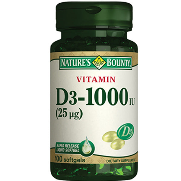 Nature's Bounty Vitamin D3 1000 IU Immune Support 100 Softgels