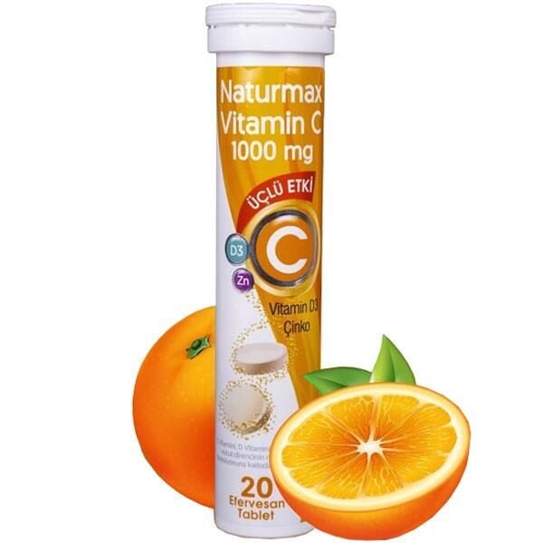Naturmax Vitamin C 1000mg with D3 & Zinc 20 Effervescent Tablets