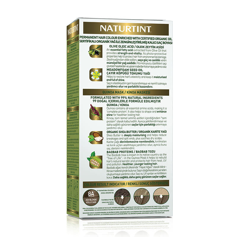 Naturtint Permanent Hair Color 8A Ash Blonde 170ml