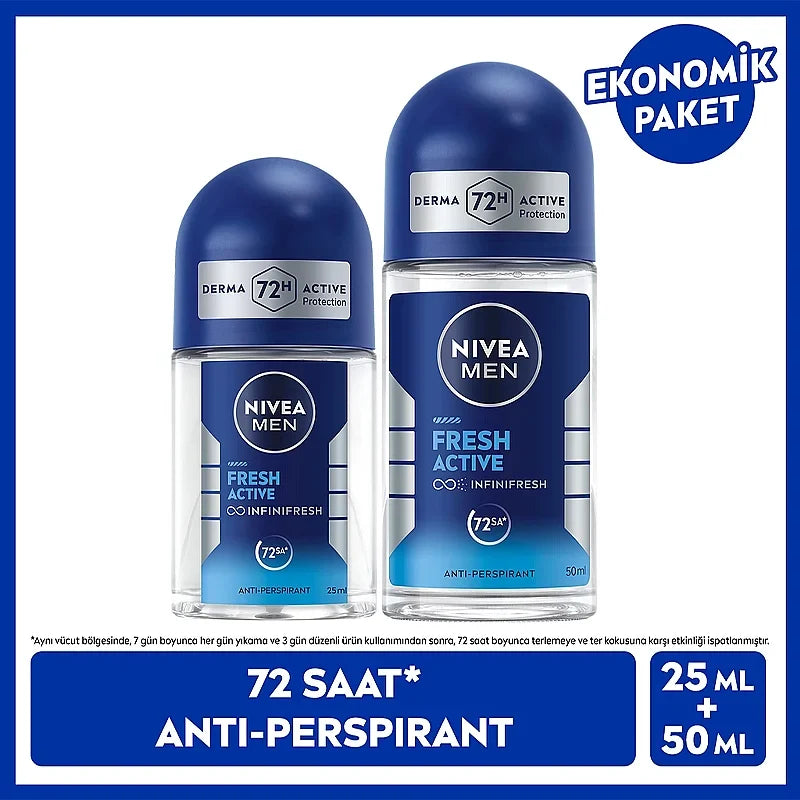 Nivea Men Fresh Active Deodorant Roll-On Duo 50ml & 25ml
