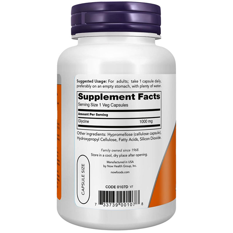 Now Glycine 1000 mg Dietary Supplement 100 Capsules