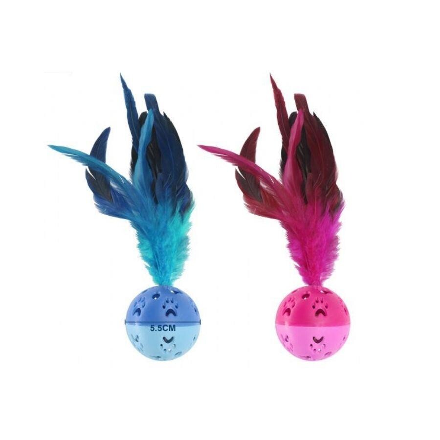 Nunbell Colorful Feathered Bell Ball Cat Toy 1 Count