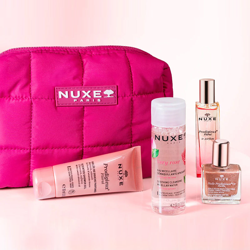 Nuxe My Pink Crush Travel Set Floral Beauty Essentials 4-Piece