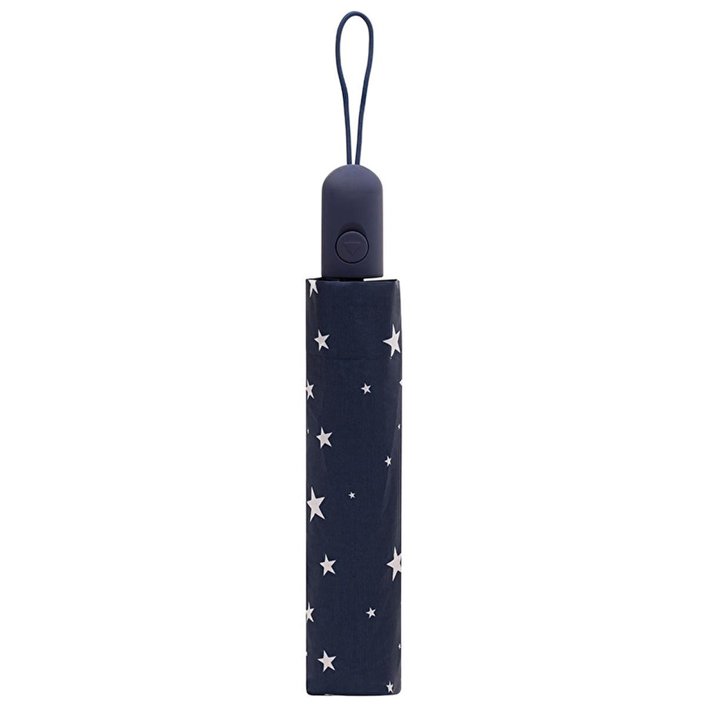 Eklips Automatic Umbrella: Compact Folding Travel Umbrella, Windproof, Navy Blue Star Pattern, Easy Open/Close