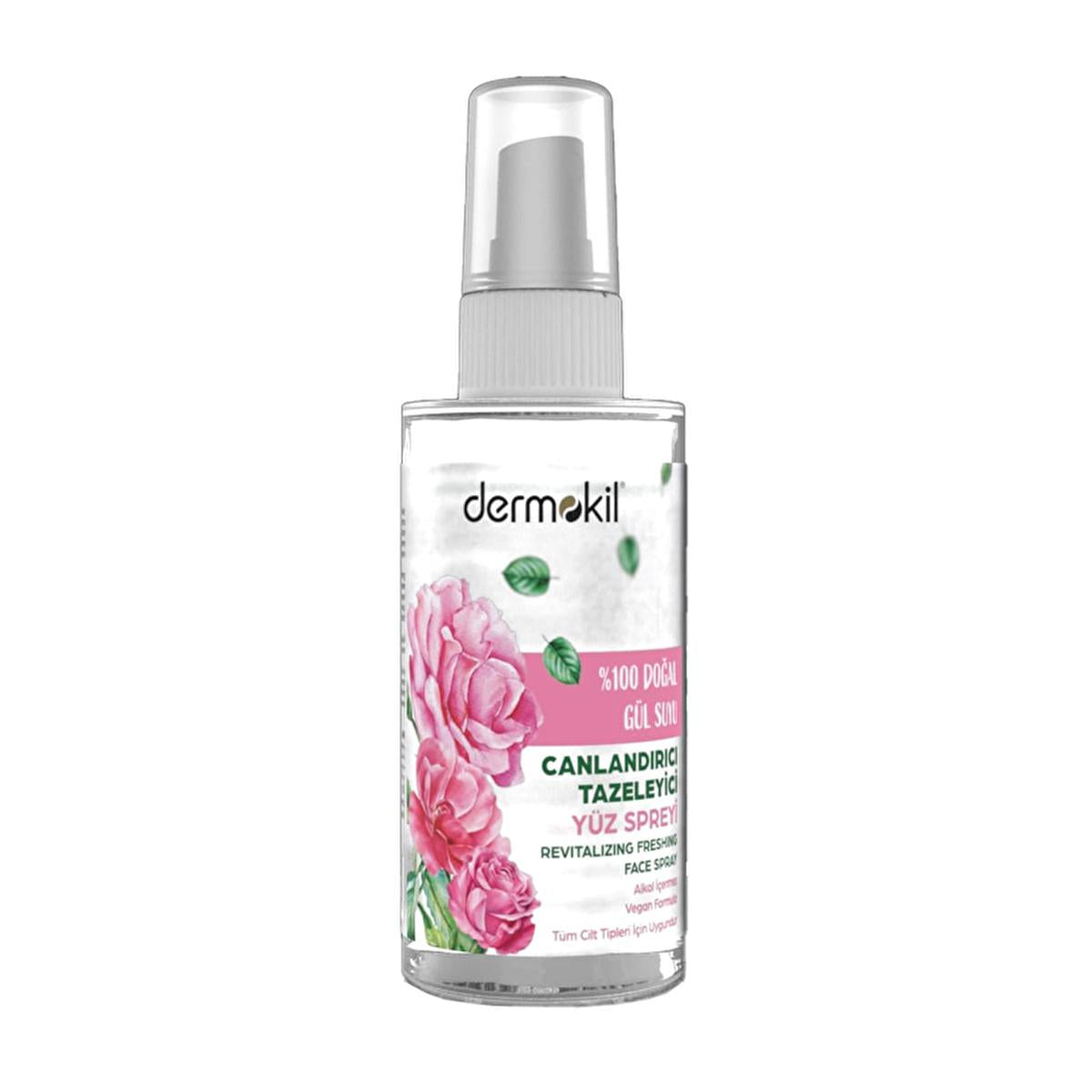Dermokil Natural Rose Water Spray: Hydrating Facial Mist with Peptides & CICA for Soothing Sensitive Skin - 50ml