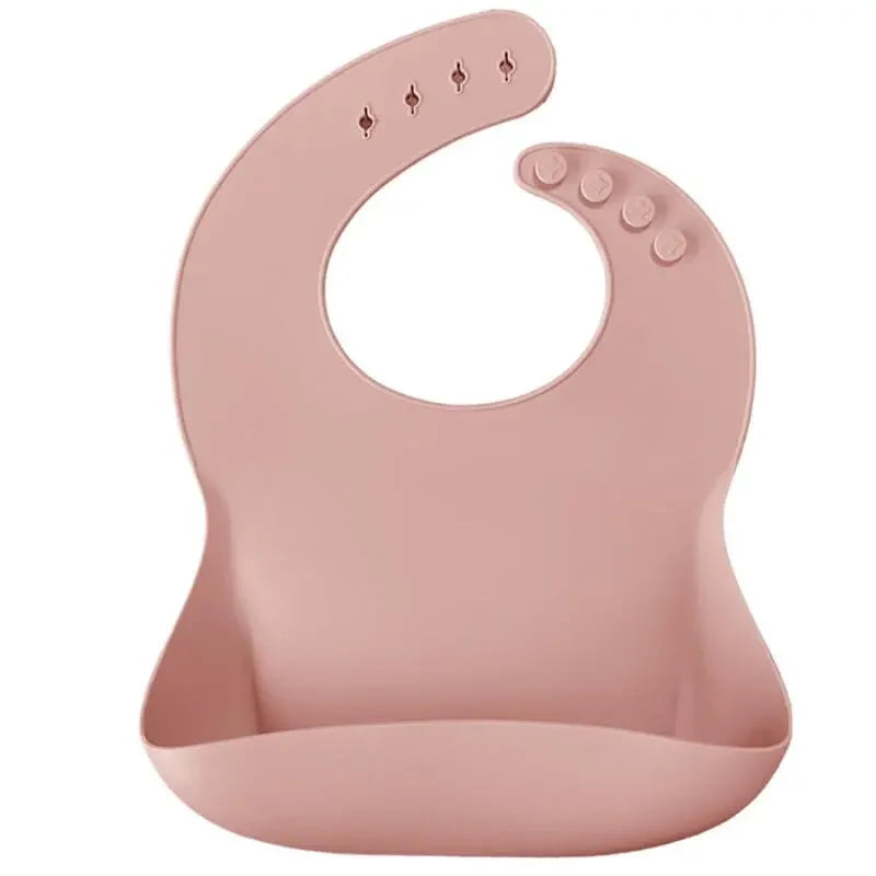 OiOi Basics Silicone Baby Bib with Back Straps Pinky Pink