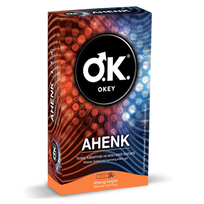 Okey Ahenk Textured Condoms with Warming Effect 12 Count