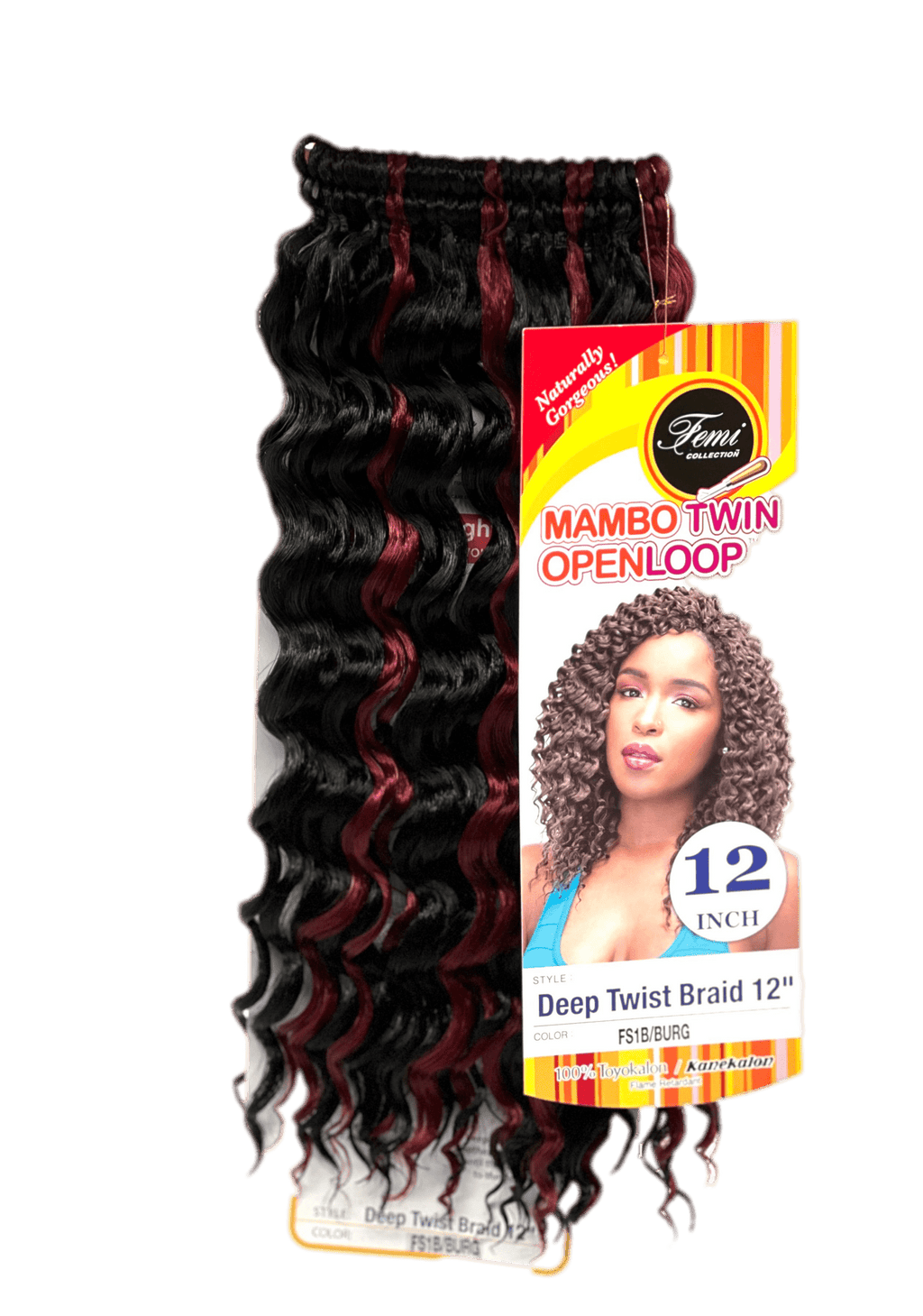 Femi Collection Mambo Twin Open Loop Deep Twist Braid 12 in, Color FS1B/BURG