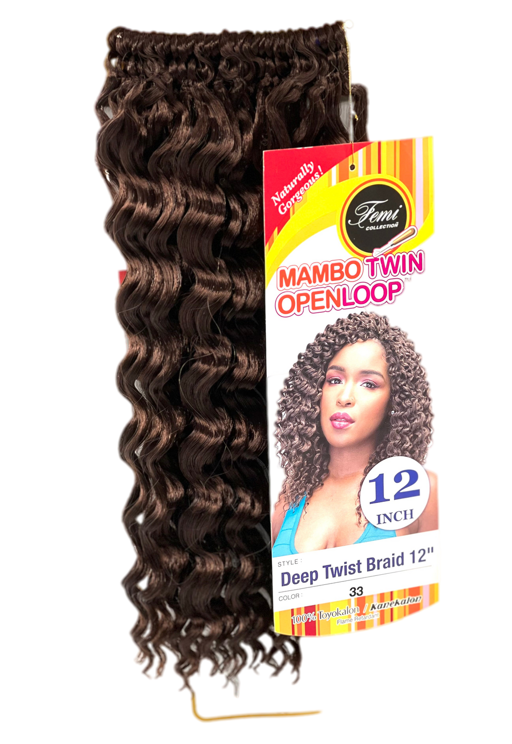 Femi Collection Mambo Twin Open Loop Deep Twist Braid 12 in, Color OET1B/30