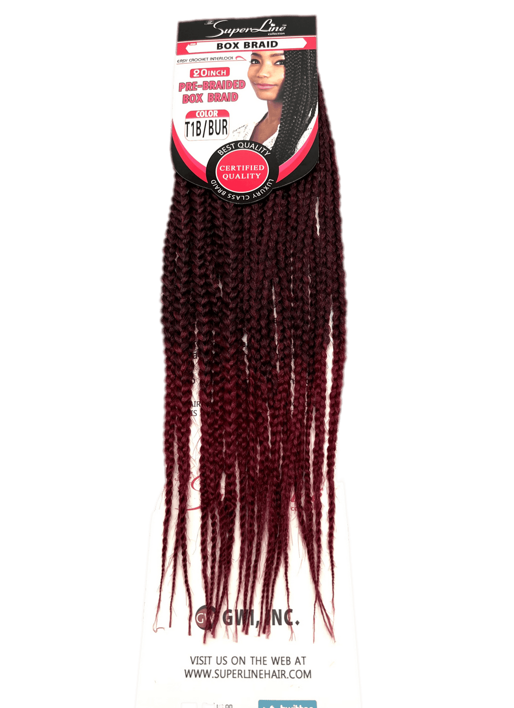 Super Line Pre-Braided Box Braid 20 in, Color T1B/BUR
