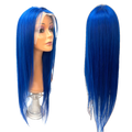 RIO Straight Human Hair Full Lace Wig, Blue, 24 in