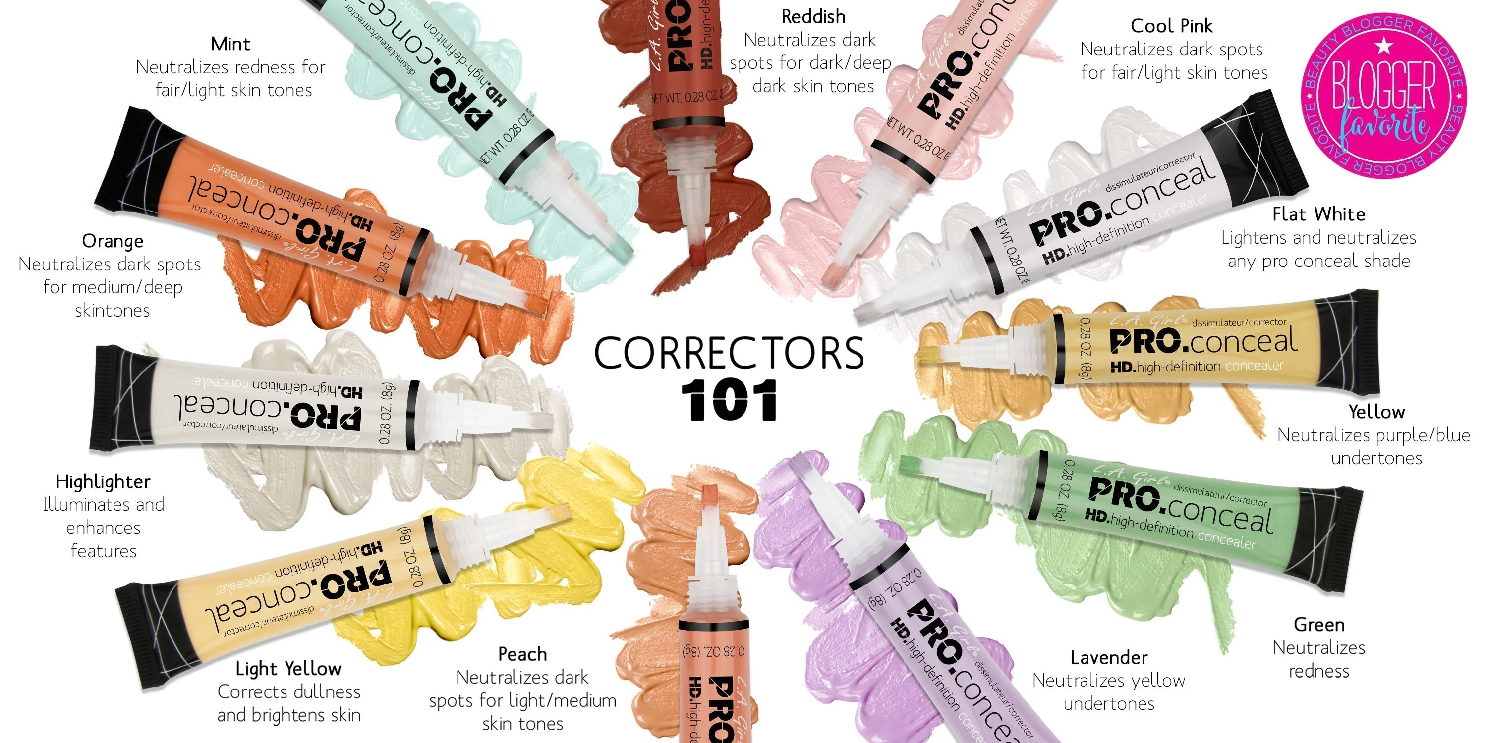 L.A. Girl Pro Conceal HD Concealer, GC995 Light Yellow Corrector