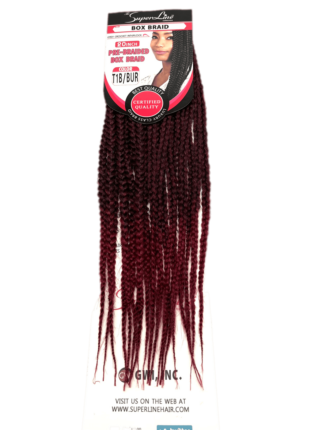 Super Line Pre-Braided Box Braid 20 in, Color T1B/BUR