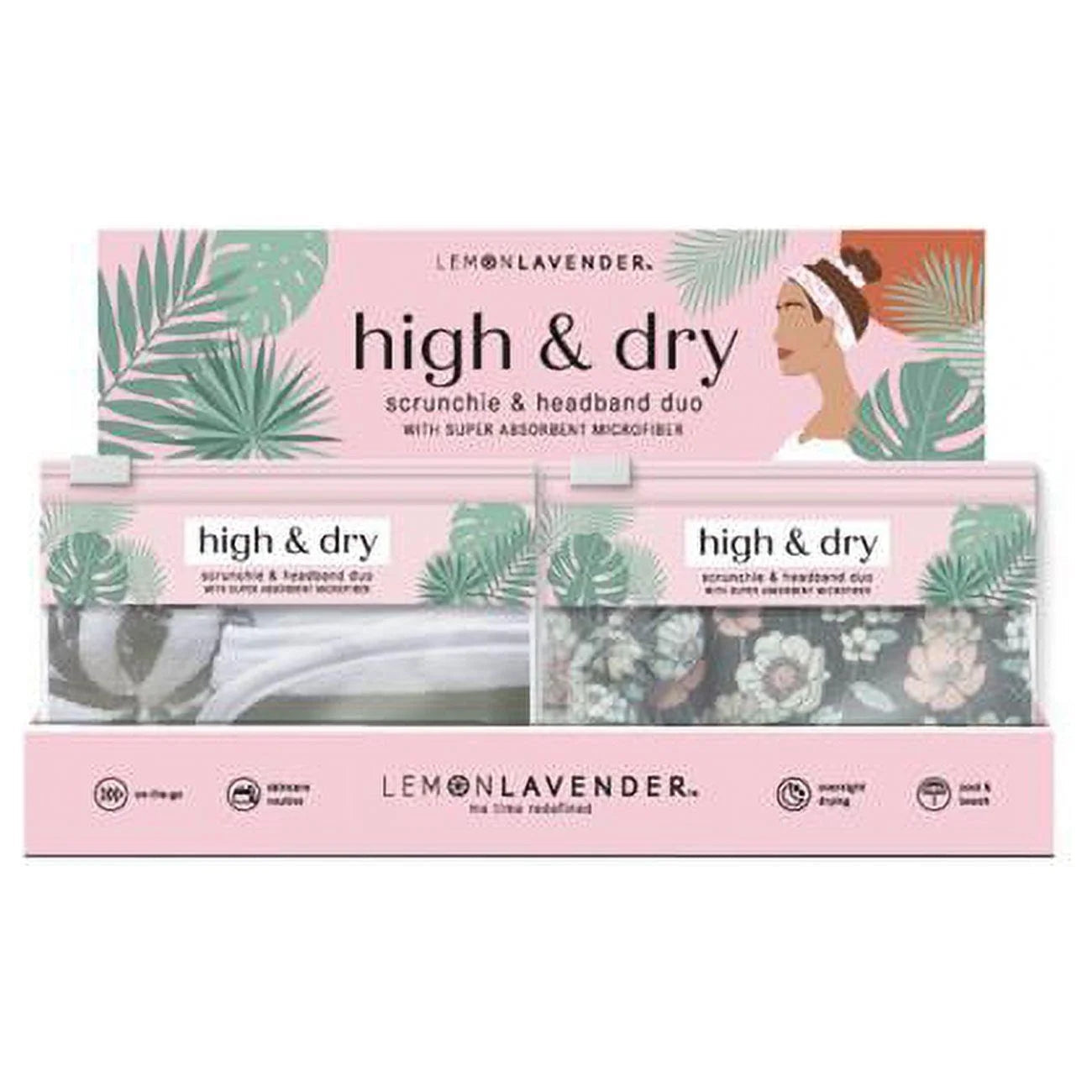 Lemon Lavender Microfiber Scrunchie & Headband Duo, Assorted Patterns