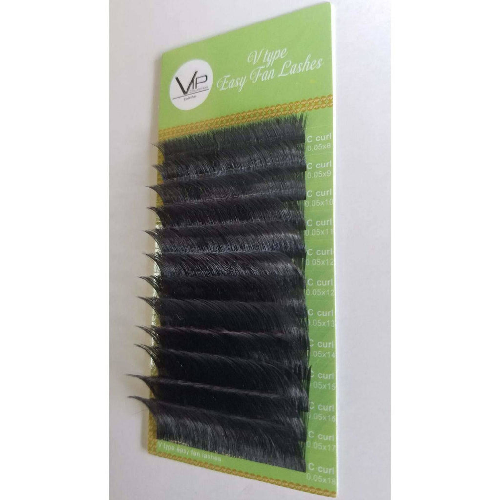 VIP Extensions V Type Easy Fan Lash Extensions 0.05 C Curl 12 Lines, 8 mm