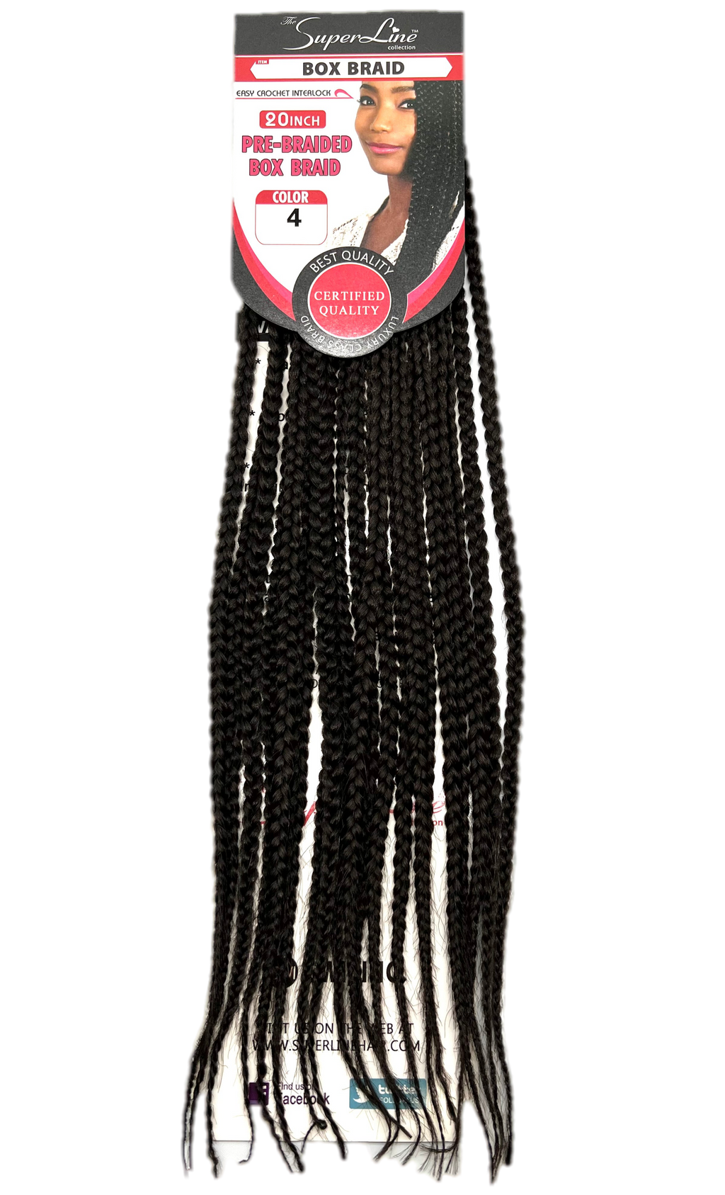 Super Line Pre-Braided Box Braid 20 in, Color 4