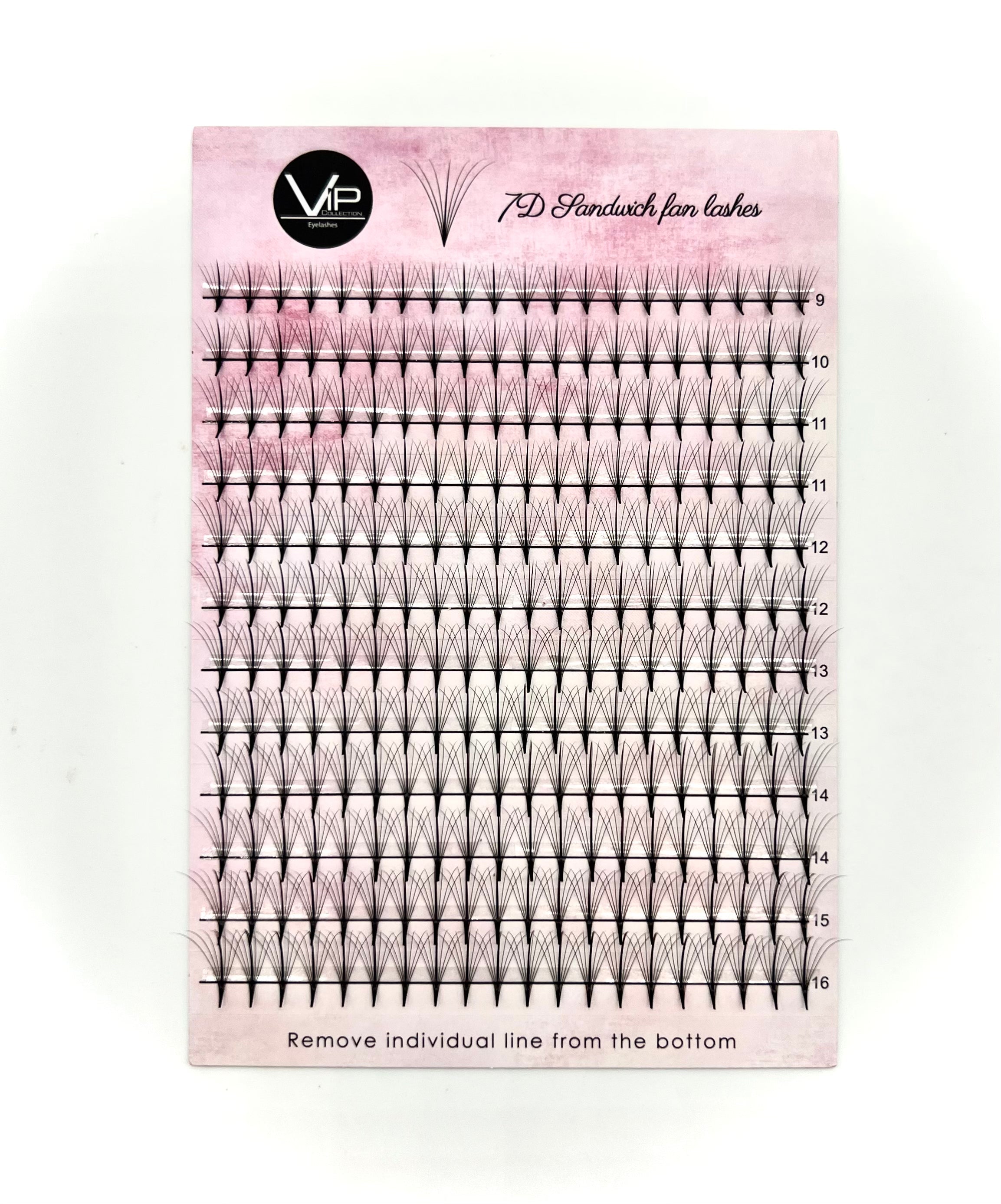 VIP Extensions 7D Sandwich Fan Lash Extensions 0.07 C Curl 12 Lines, Mixed 9-16 mm Large Tray