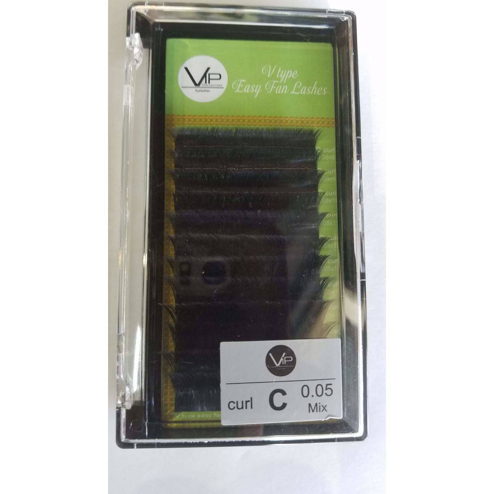 VIP Extensions V Type Easy Fan Lash Extensions 0.05 C Curl 12 Lines, Mixed Lengths