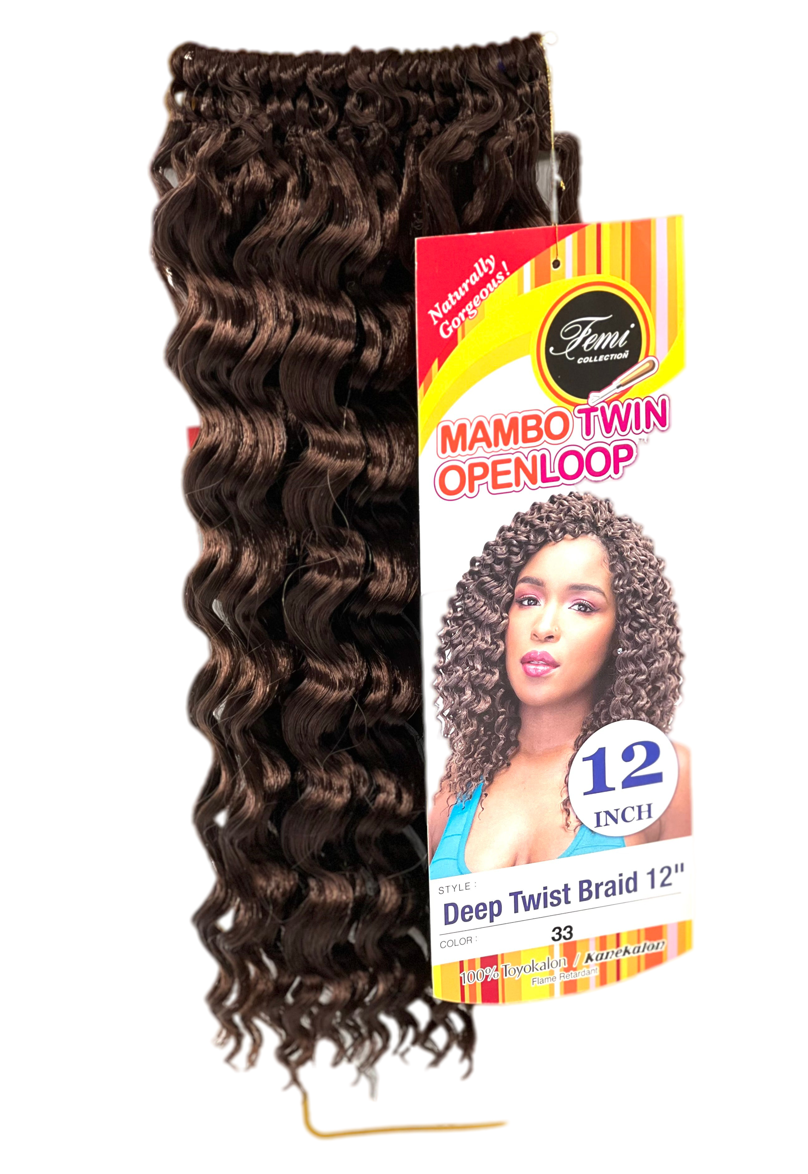 Femi Collection Mambo Twin Open Loop Deep Twist Braid 12 in, Color 33