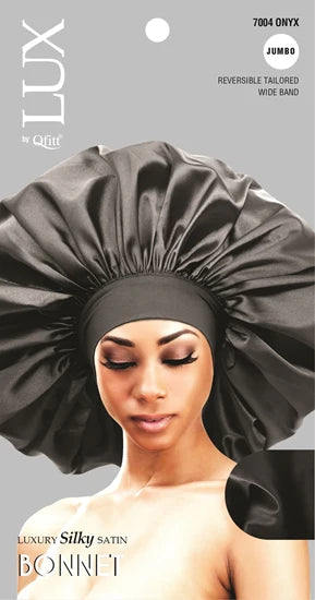 Qfitt Lux Silky Satin Bonnet Jumbo, Onyx