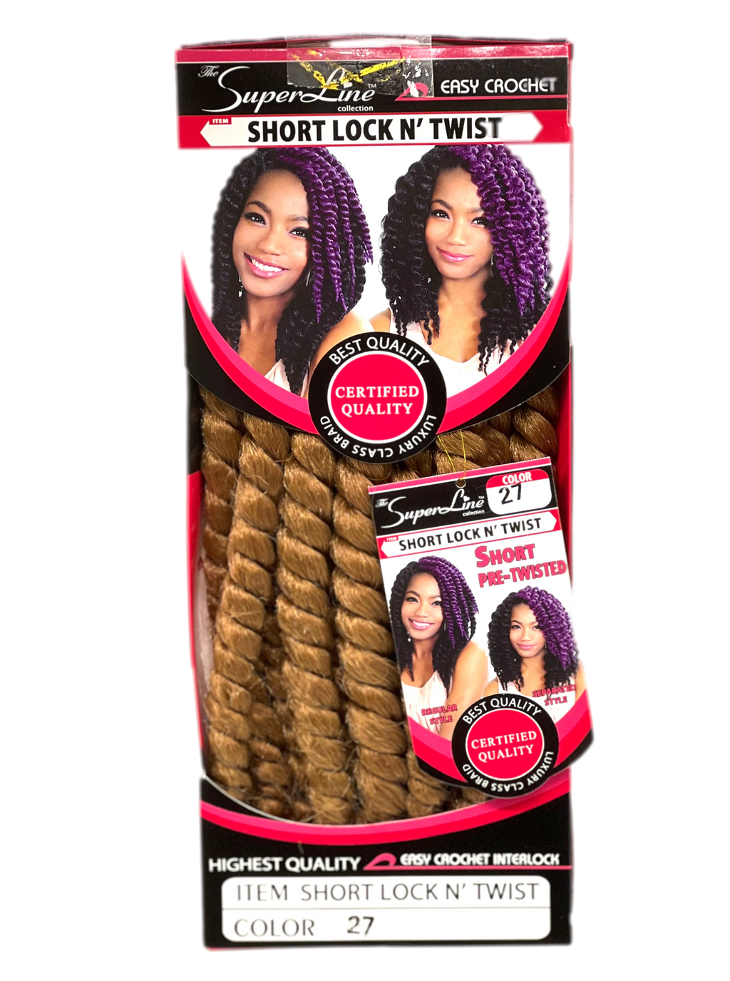 Superline Short Lock N' Twist Crochet Braiding Hair, Color 27