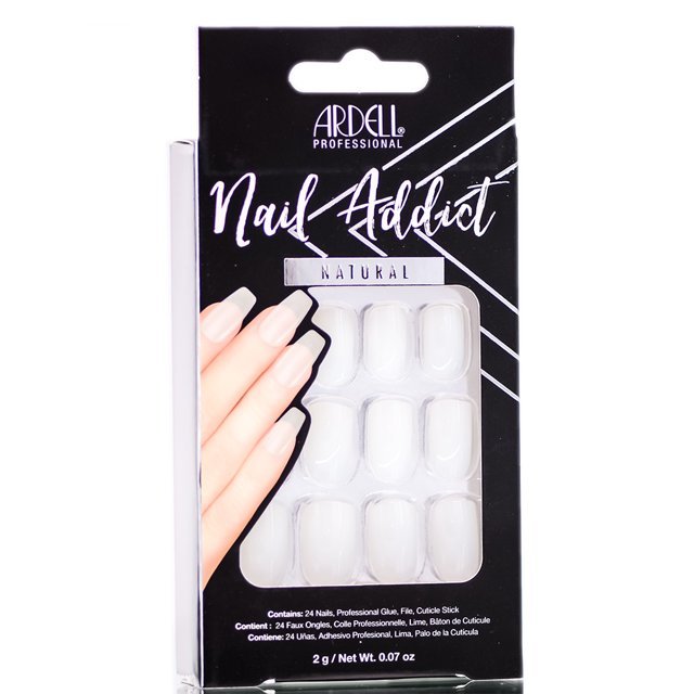 Ardell Nail Addict Premium Artificial Nail Set, Natural Long