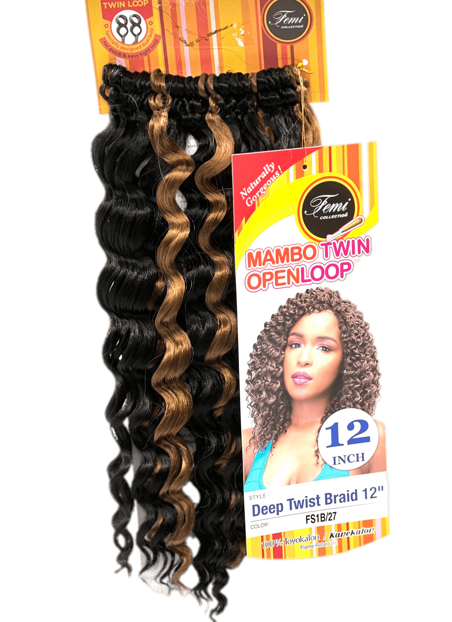 Femi Collection Mambo Twin Open Loop Deep Twist Braid 12 in, Color FS1B/27