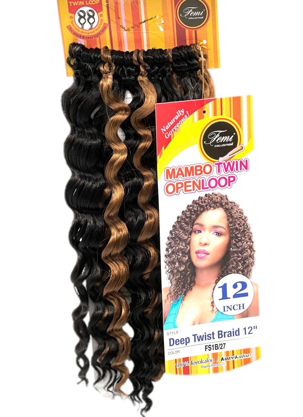Femi Collection Mambo Twin Open Loop Deep Twist Braid 12 in, Color FS1B/27