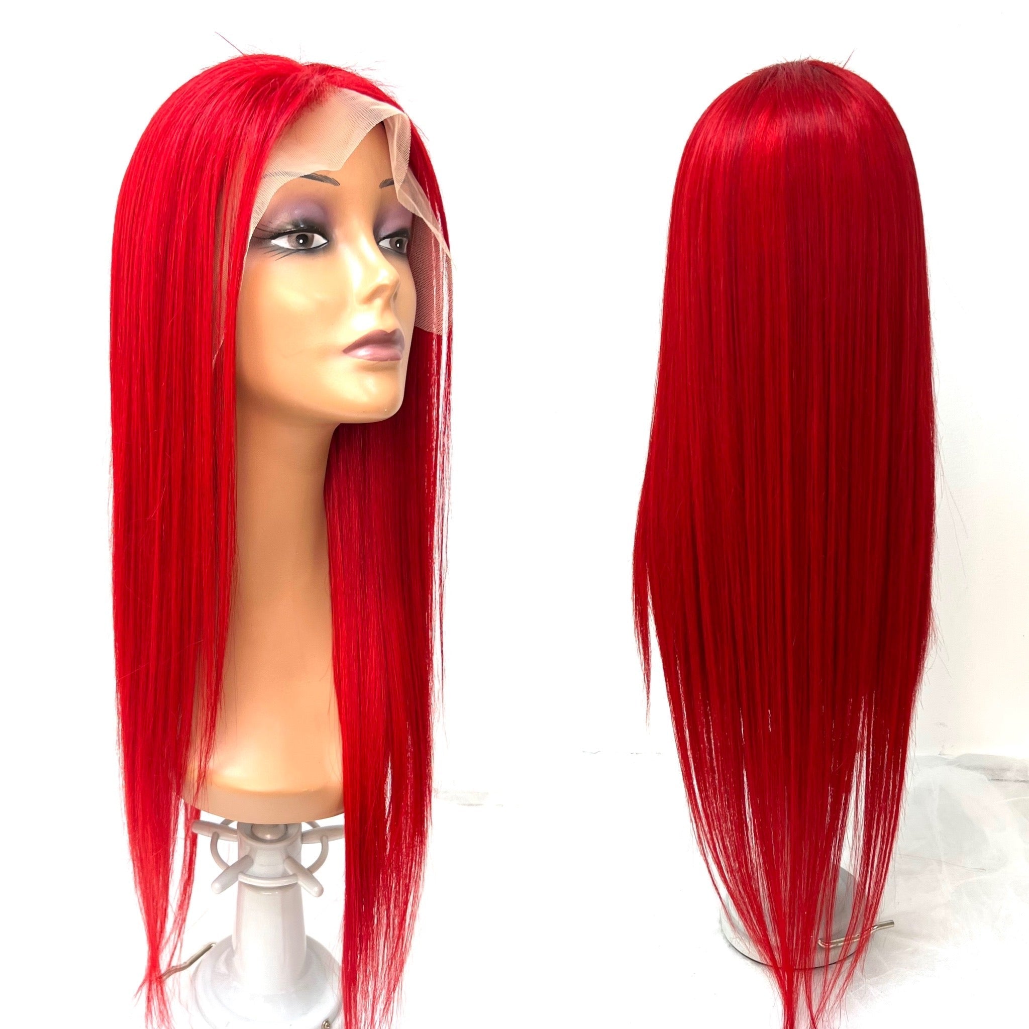 Rio Straight Human Hair Lace Front Wig, Pink, 10 in