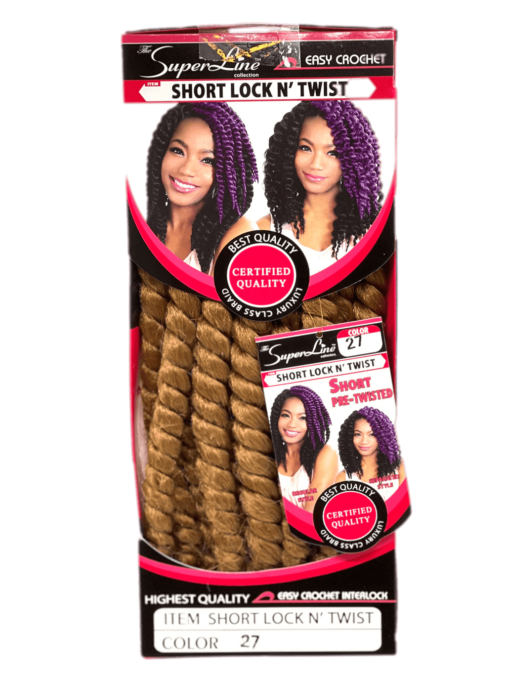 Superline Short Lock N' Twist Crochet Braiding Hair, Color 27