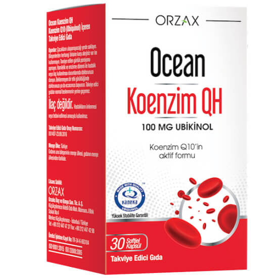 Orzax Ocean Coenzyme QH 100 mg Active Ubiquinol 30 Softgels