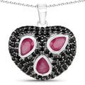 3.28 Carat Genuine Ruby and Black Spinel .925 Sterling Silver Pendant